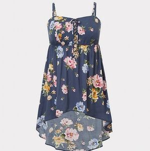 Torrid Size 3 FLORAL CHALLIS HI-LO BABYDOLL TOP

D